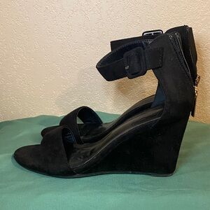 Black Wedge Sandals